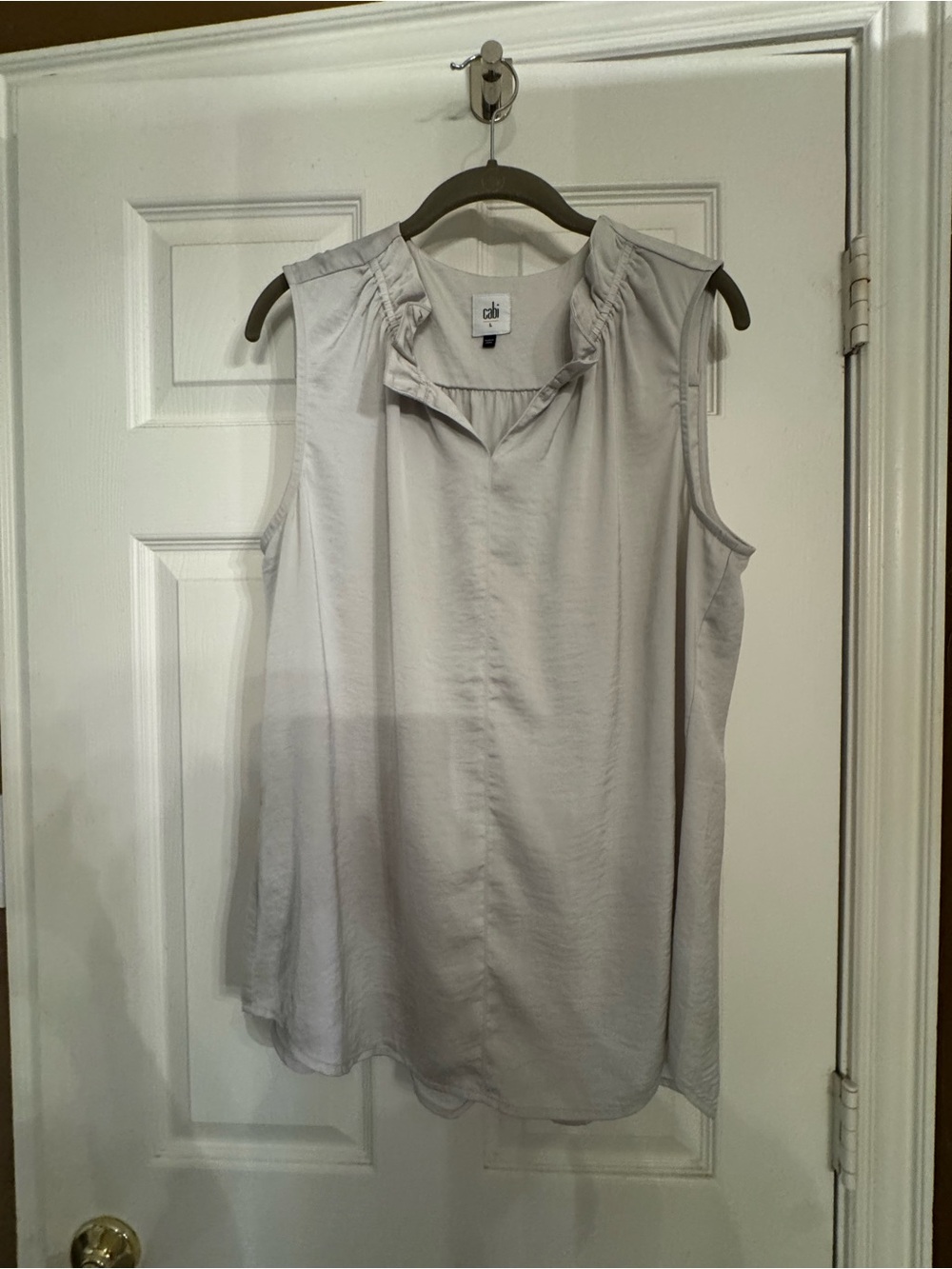 CAbi Light Gray Sleeveless Ruffle-Trim Camisole